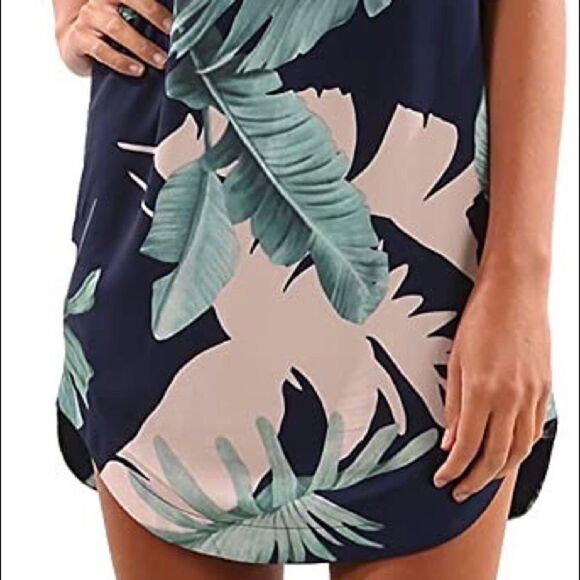Blooming Jelly Navy Tropical Print Dress-M - Picture 4 of 9